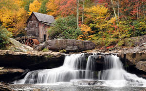 The Glade Creek Waterfall Bursts With Life Wallpaper