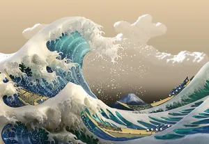 The Great Wave Of Kanagawa By Katsushika Hokusai Wallpaper