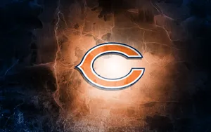 The Iconic Chicago Bears C Glowing Up The Evening Wallpaper