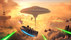 The Iconic Millenium Falcon From The Star Wars Saga. Wallpaper