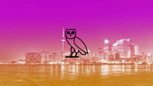 The Iconic Ovo's Owl Logo With A Dynamic Cityscape Background. Wallpaper