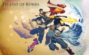 The Legend Of Korra Fire Earth Wind & Water Wallpaper