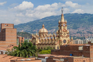 The Magnificent Jesus Nazareno Church In Medellin, Colombia. Wallpaper