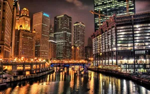 The Magnificent Lights Of The Chicago City Night Wallpaper