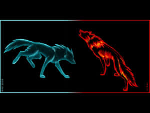 The Majestic Fire And Ice Wolf Wallpaper