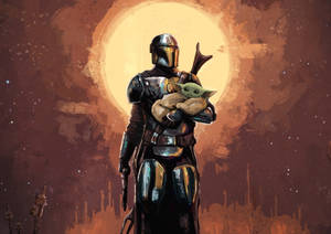 The Mandalorian And Baby Yoda | A Heroic Duo Wallpaper