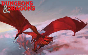 The Might Red Dragon Aboves The Cloudy Skies Of The Dungeons And Dragons Universe Wallpaper