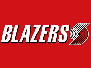 The Noble Logo Of The Portland Trail Blazers Team On A Dynamic Background In Red. Wallpaper