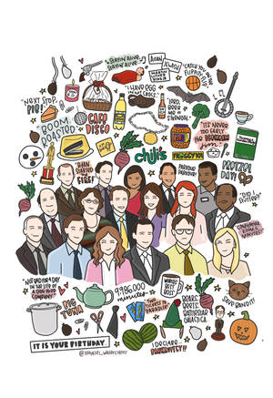 The Office Us Cast Enjoys A Good Drawing Session Wallpaper