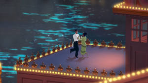 The Princess And The Frog Balcony Dancing Wallpaper