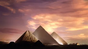 The Pyramids Of Giza At Sunset Wallpaper