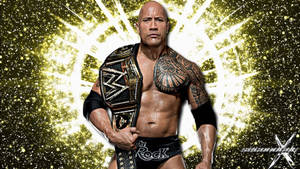 The Rock Wwe Championship Belt Yellow Wallpaper