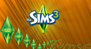 The Sims 3 Logo With Green Arrows Wallpaper