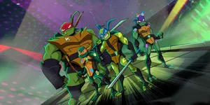 The Teenage Mutant Ninja Turtles Leaping Into Action Wallpaper