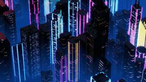 The Vibrant Neon Lights Of Synthwave City. Wallpaper