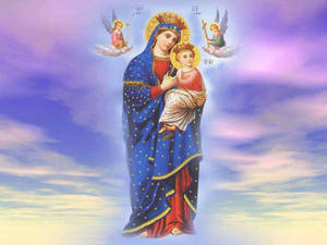 The Virgin Mary Purple Wallpaper