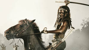 The Walking Dead Michonne With Sword Wallpaper