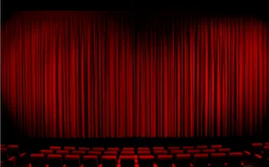 Theater With Red Curtains And Red Chairs Wallpaper