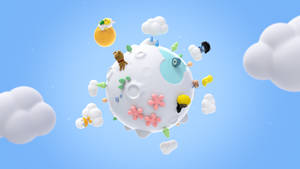 These Kakao Friends Are Enjoying A Magical Adventure In The Clouds Wallpaper