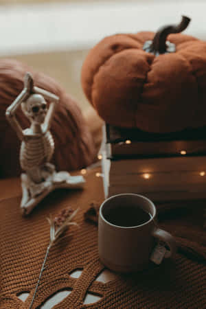 Things On Table Fall Halloween Iphone Wallpaper