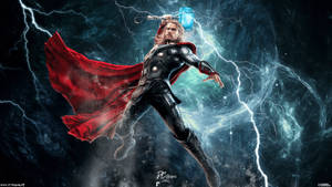 Thor Standing With His Might Mjolnir In Avengers: Age Of Ultron Wallpaper