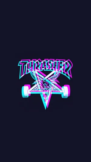Thrasher Glitch Neon Logo Wallpaper