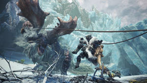 Threat Lurking In The Frozen Wilderness - Monster Hunter World: Iceborne Wallpaper