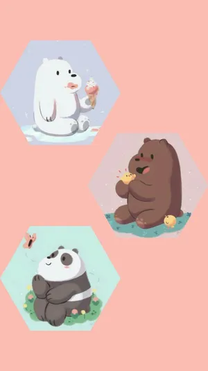 Three Bears Peach Poster Wallpaper