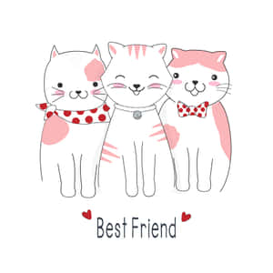 Three Cats Kawaii Best Friend Wallpaper