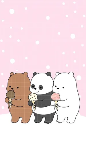 Three Cute Bears With Ice Cream Wallpaper