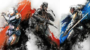 Three Cyborg Ninjas Battling It Out In The Metal Gear Solid Universe Wallpaper