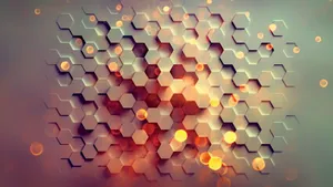 Three Dimensional White Hexagons Wallpaper