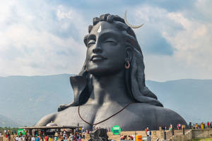 Three-quarter Profile Of The Adiyogi Shiva Statue Wallpaper