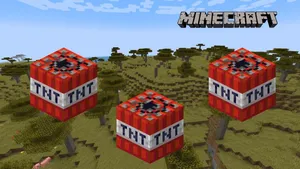 Three Red Minecraft Tnt Cubes Wallpaper