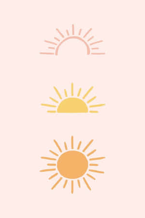 Three Suns On A Pink Background Wallpaper