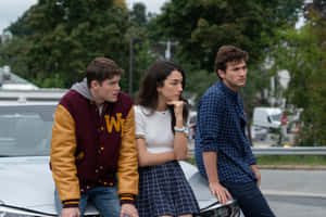 Three Teenagers Leaningon Car Wallpaper