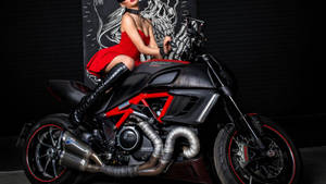 Thrill The Ride With A Sexy Lady On A Ducati Diavel. Wallpaper