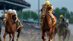 Thrilling Horse Race At The 2019 Kentucky Derby Wallpaper