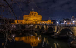 Tiber River In Castel Santangelo At Night Wallpaper