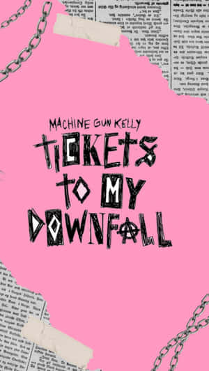 Tickets To My Downfall Newspaper Aesthetic Pink Wallpaper