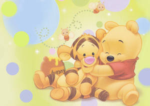 “tigger And Winnie The Pooh Having Fun In A Polka Dot World” Wallpaper