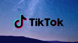 Tiktok Logo Night Sky Landscape Wallpaper