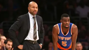 Tim Hardaway Jr. And Coach Derek Fisher Wallpaper