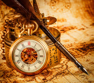 Time Clock On The Map Wallpaper