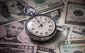 Time Pocket Watch Dollar Bills Wallpaper