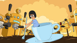 Tina Belcher From Bob's Burgers Riding A Teacup Wallpaper