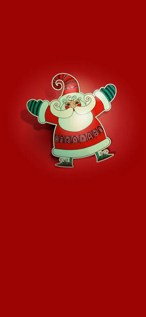 Tiny Santa On Red Christmas Iphone Wallpaper