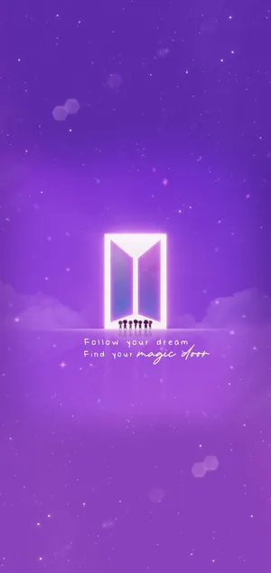 Tiny Tan Bts Logo With Silhouette Wallpaper