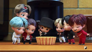 Tiny Tan Bts Sharing Cup Cake Wallpaper