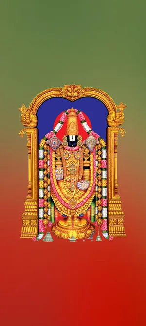 Tirupati Balaji Green Red Gradient Wallpaper